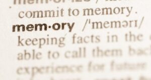 - Treat Mental Health California Close-up of the dictionary page showing the word 'memory' with its pronunciation/phonetics.